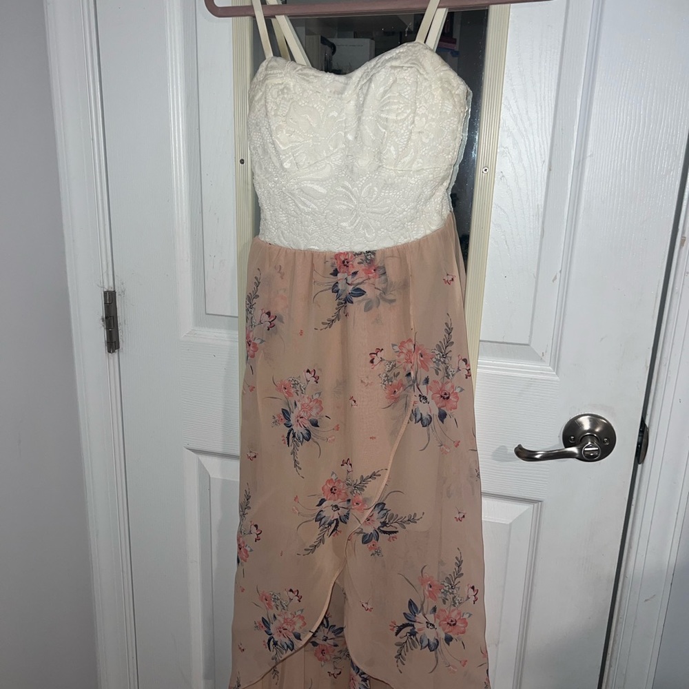 Floral Lace Dress - White and Pink
